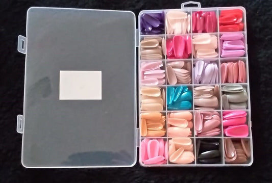 576 Pcs Artificial Nail set Short Square 24 Multi colours